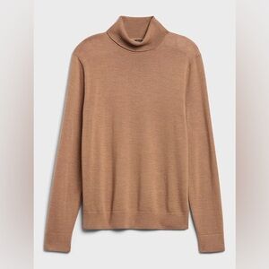 Isle Turtleneck Sweater Beige Tan 100% Pure Cashmere L